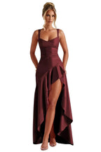 Satin Ruffles Prom Dresses for Teens Hi-Low Aline Cocktail Dresses for Women QA204 by Sunnderly