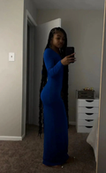 Royal Blue Long Sleeves Maxi Dress,Sexy Bodycon Evening Dress Y4099 by simplepromdress