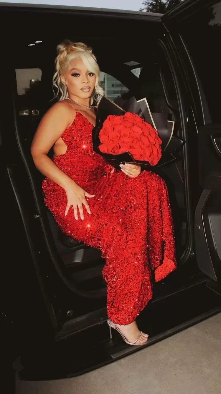 Sexy Red Sequins Evening Dress ,Glitter Red Evening Gown Y2291 by simplepromdress