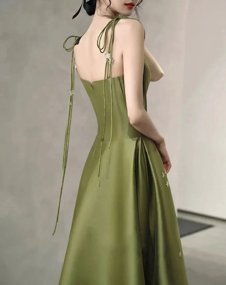 Spaghetti Straps Satin Prom Dress A-line Simple Floor Length Evening Gown Y7011 by simplepromdress