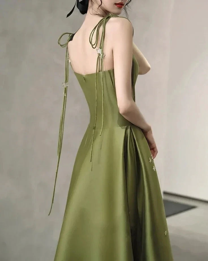 Spaghetti Straps Satin Prom Dress A-line Simple Floor Length Evening Gown Y7011 by simplepromdress