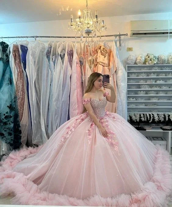 Pink Puffy Quinceanera Dress Ball Gown,Pink Sweet 16 Dress Y6053 by simplepromdress