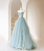Cute Tulle Lace Long Prom Dress A Line Evening Dress Y5832 by simplepromdress