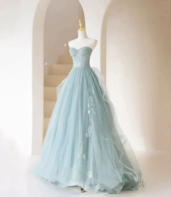 Cute Tulle Lace Long Prom Dress A Line Evening Dress Y5832 by simplepromdress