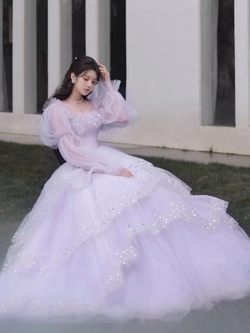 Sparkly Prom Dresses Purple Prom Dresses Robes Cocktail Off The Shoulder Prom Dresses Long Sleeve Prom DressesY2408