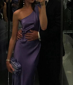 Classy Purple One Shoulder Long Evening Dress Purple Reception Dress Y7273 by simplepromdress