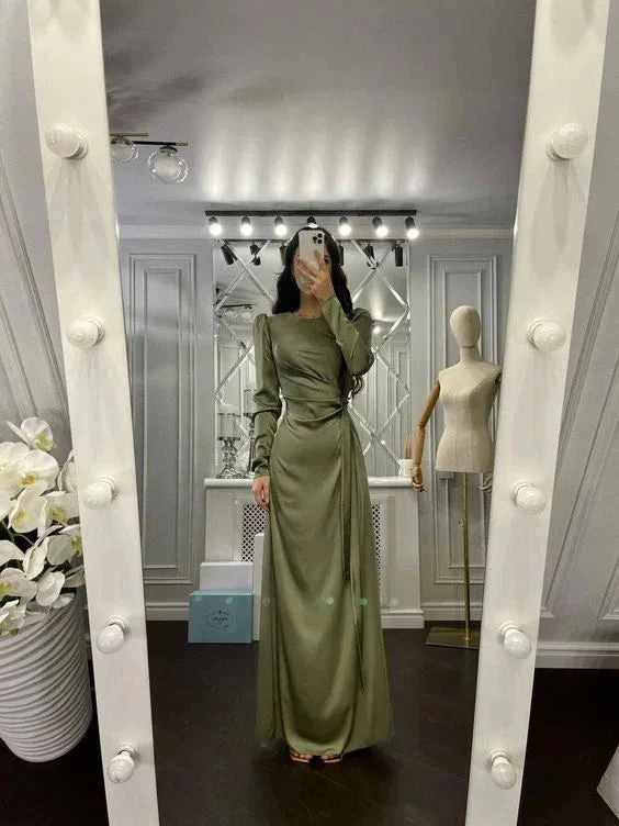 Sheath Evening Dress Elegant Wedding Guest Fall Floor Length Long Sleeve Dress Y5897 by simplepromdress