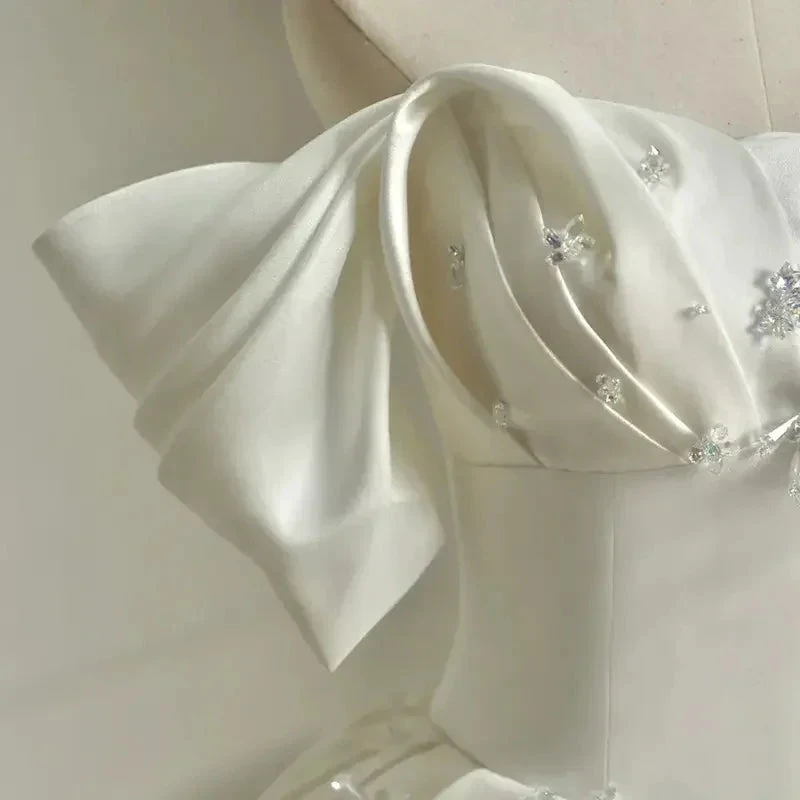 Heavy Industry Luxury Satin Tail Wedding Dress Y6858 by simplepromdress