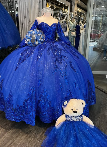 Luxuriöses königsblaues Quinceanera-Kleid, königsblaues Ballkleid Sweet 16 Kleid Y1130