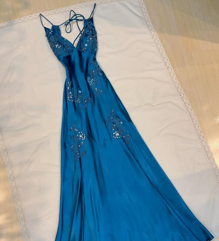 Vestido de noche largo rosa intenso con cuentas, encantador, vestido de fiesta Y7526
