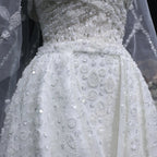 Luxury White Off-the-Shoulder Train Wedding Dress with Veil SW031
