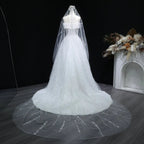 Luxury White Off-the-Shoulder Train Wedding Dress with Veil SW031