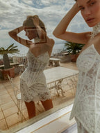 Luxury Lace Strapless High Slit Sheath Wedding Dress with Choker SW190