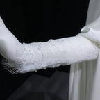 Ivory Minimalist Modest Mermaid Beaded Satin Wedding Dress  Sweep Train SW513