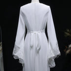 Elegant White Pearl High Neck Long Sleeve Wedding Dress with Veil SW584