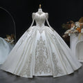 Luxury Long Sleeve Ivory Wedding Dress with Crystal Embroidered Details SW602