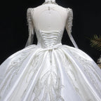 Luxury Long Sleeve Ivory Wedding Dress with Crystal Embroidered Details SW602