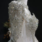Luxury Long Sleeve Ivory Wedding Dress with Crystal Embroidered Details SW602