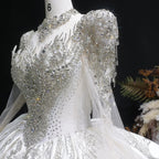 Luxury Long Sleeve Ivory Wedding Dress with Crystal Embroidered Details SW602