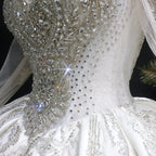 Luxury Long Sleeve Ivory Wedding Dress with Crystal Embroidered Details SW602