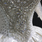 Luxury Long Sleeve Ivory Wedding Dress with Crystal Embroidered Details SW602