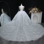 Glamorous White Diamond Embroidered Long Sleeve Wedding Dress SW603