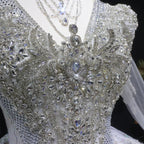Glamorous White Diamond Embroidered Long Sleeve Wedding Dress SW603