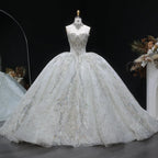 Luxury Sparkly White Ball Gown with Full-Sequin Embroidery Wedding Dress SW604