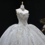 Luxury Sparkly White Ball Gown with Full-Sequin Embroidery Wedding Dress SW604
