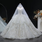 Luxury Sparkly White Ball Gown with Full-Sequin Embroidery Wedding Dress SW604
