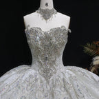 Luxury Sparkly White Ball Gown with Full-Sequin Embroidery Wedding Dress SW604