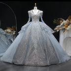 Luxury Blue Sequin Embroidery Ball Gown Wedding Dress SW607