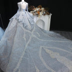 Luxury Blue Sequin Embroidery Ball Gown Wedding Dress SW607