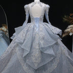 Luxury Blue Sequin Embroidery Ball Gown Wedding Dress SW607
