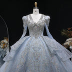 Luxury Blue Sequin Embroidery Ball Gown Wedding Dress SW607