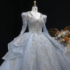 Luxury Blue Sequin Embroidery Ball Gown Wedding Dress SW607