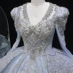 Luxury Blue Sequin Embroidery Ball Gown Wedding Dress SW607