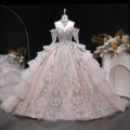 Luxury Embroidery Puff Sleeve Ball Gown Wedding Dress SW608