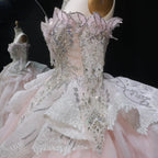 Luxury Embroidery Puff Sleeve Ball Gown Wedding Dress SW608