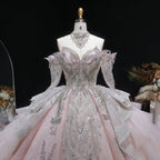 Luxury Embroidery Puff Sleeve Ball Gown Wedding Dress SW608