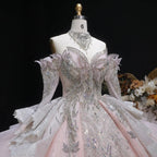 Luxury Embroidery Puff Sleeve Ball Gown Wedding Dress SW608