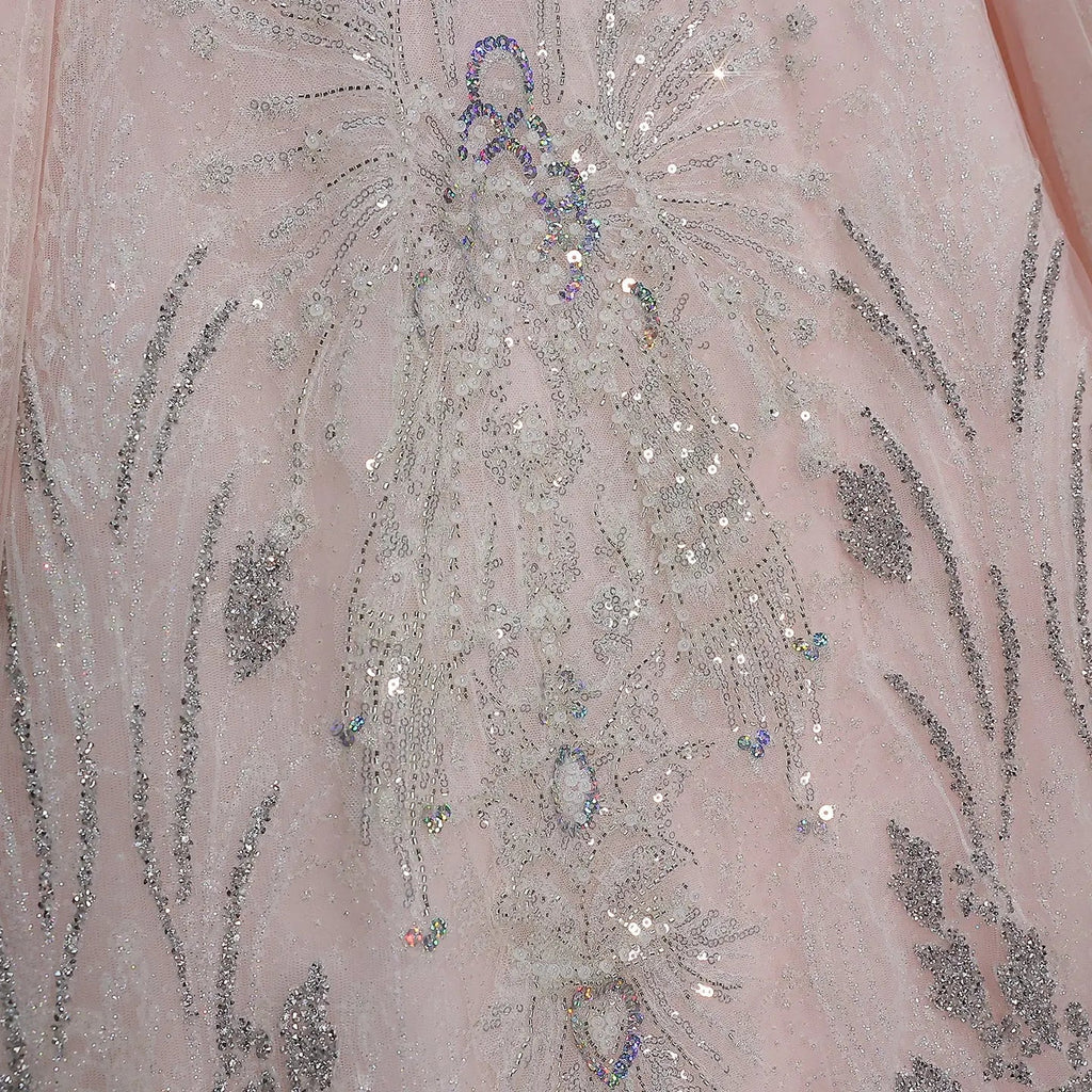 Luxury Embroidery Puff Sleeve Ball Gown Wedding Dress SW608