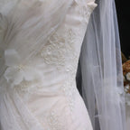 Luxury White One-Shoulder Lace Ruched Bow Mermaid Wedding Dress SW638