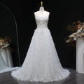 Luxury White Embroidered 3D Floral Strapless Ball Gown Wedding Dress SW639