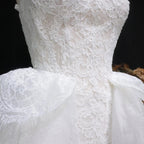 Luxury White A-Line Wedding Dress with Lace Embroidery and Overskirt SW651