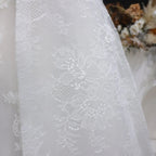 Luxury White A-Line Wedding Dress with Lace Embroidery and Overskirt SW651