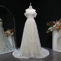 Off White Elegant Lace Pearl Embroidery Ball Gown Wedding Dress SW652