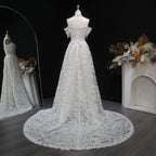 Off White Elegant Lace Pearl Embroidery Ball Gown Wedding Dress SW652