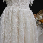Off White Elegant Lace Pearl Embroidery Ball Gown Wedding Dress SW652