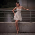 Luxury Ivory Beaded Lace Short Wedding Dress with Lace-Up Corset Back SW707